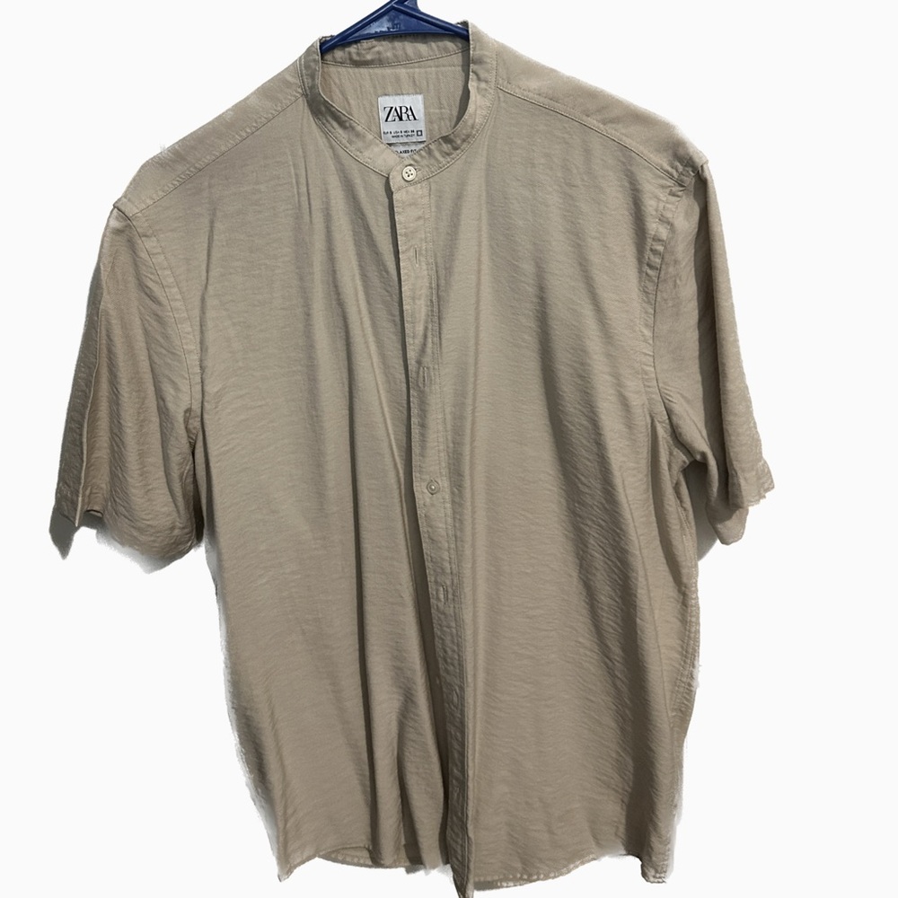 Cream Beige Zara Button Down Slin Shirt Size S